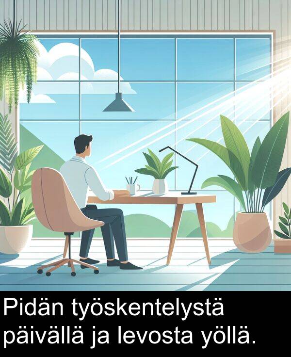 päivällä: Pidän työskentelystä päivällä ja levosta yöllä.