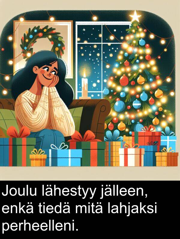 tiedä: Joulu lähestyy jälleen, enkä tiedä mitä lahjaksi perheelleni.