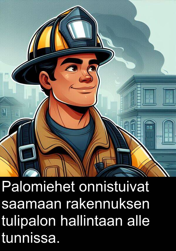 hallintaan: Palomiehet onnistuivat saamaan rakennuksen tulipalon hallintaan alle tunnissa.
