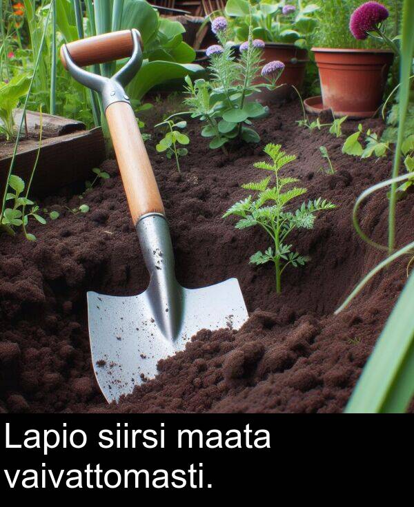 siirsi: Lapio siirsi maata vaivattomasti.