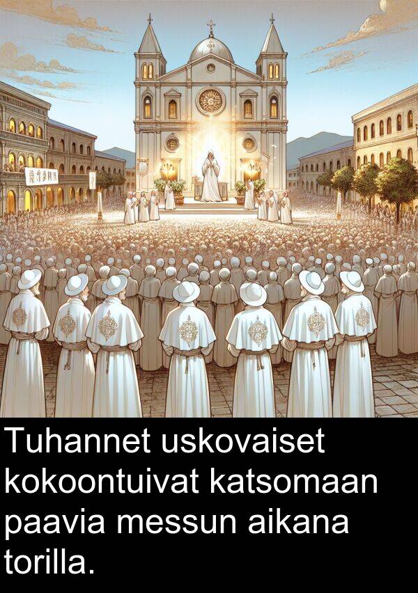 katsomaan: Tuhannet uskovaiset kokoontuivat katsomaan paavia messun aikana torilla.