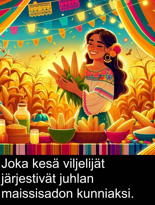 kunniaksi: Joka kesä viljelijät järjestivät juhlan maissisadon kunniaksi.