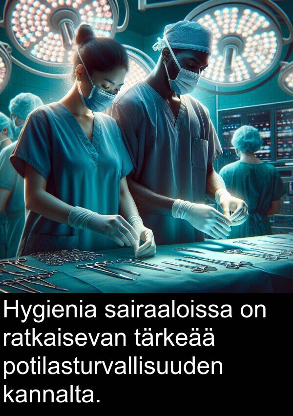 sairaaloissa: Hygienia sairaaloissa on ratkaisevan tärkeää potilasturvallisuuden kannalta.