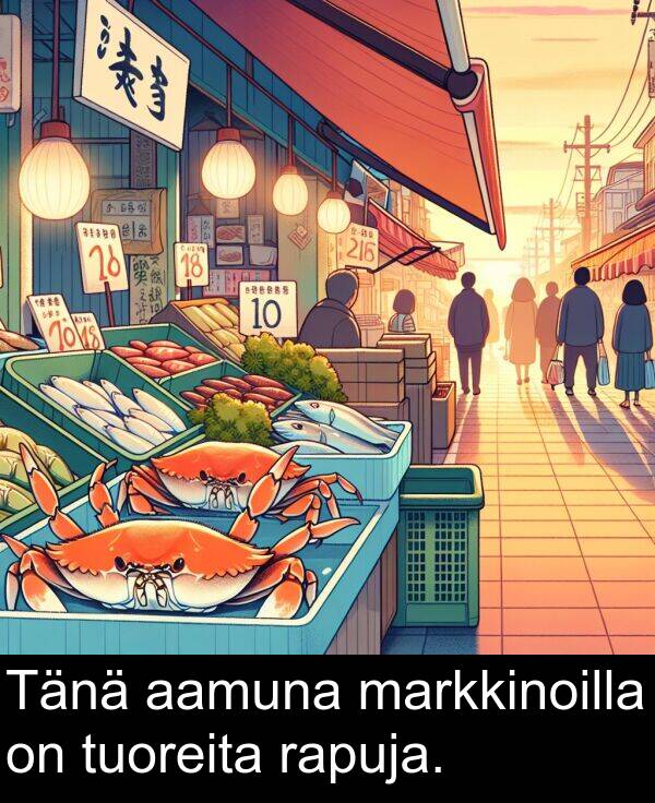tuoreita: Tänä aamuna markkinoilla on tuoreita rapuja.