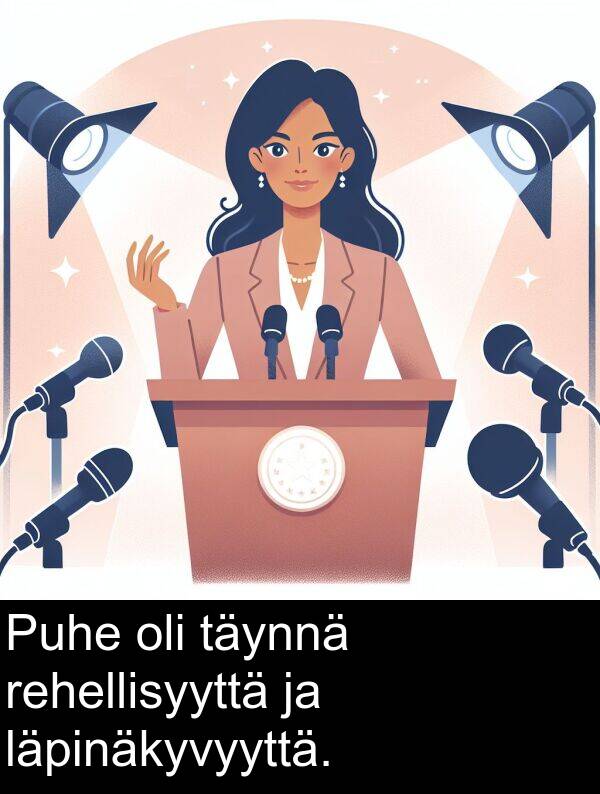 läpinäkyvyyttä: Puhe oli täynnä rehellisyyttä ja läpinäkyvyyttä.