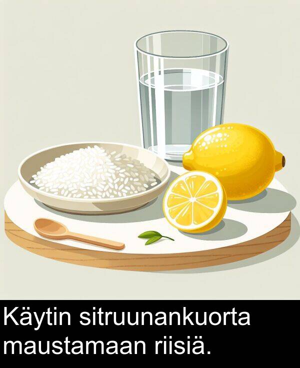 sitruunankuorta: Käytin sitruunankuorta maustamaan riisiä.