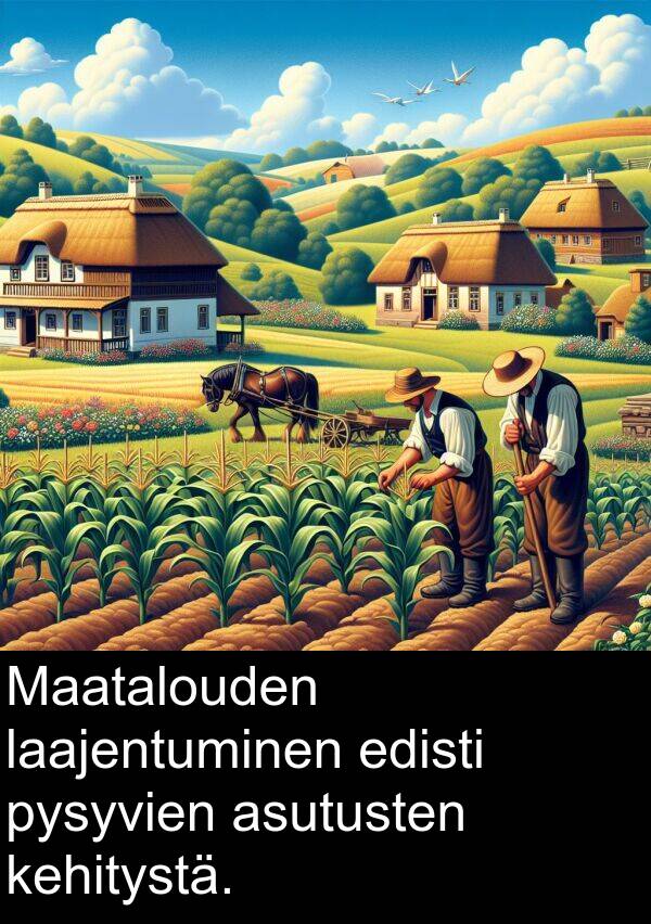 pysyvien: Maatalouden laajentuminen edisti pysyvien asutusten kehitystä.