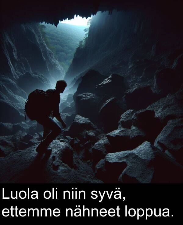 syvä: Luola oli niin syvä, ettemme nähneet loppua.