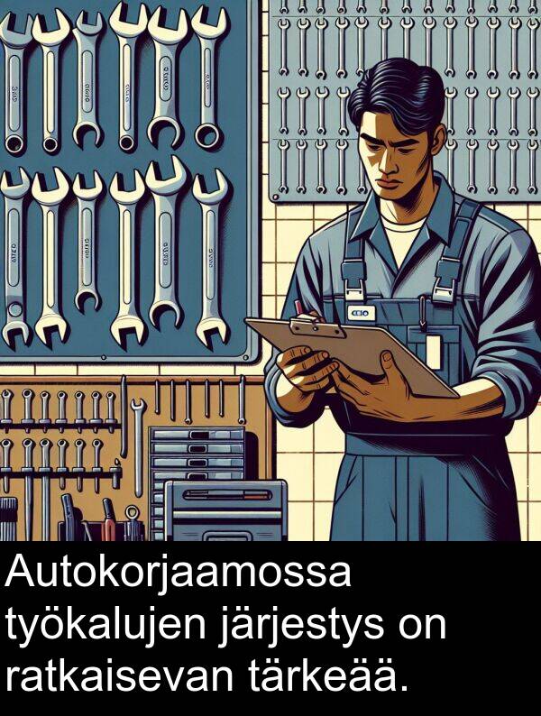 tärkeää: Autokorjaamossa työkalujen järjestys on ratkaisevan tärkeää.