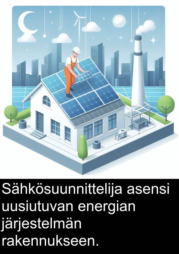 uusiutuvan: Sähkösuunnittelija asensi uusiutuvan energian järjestelmän rakennukseen.