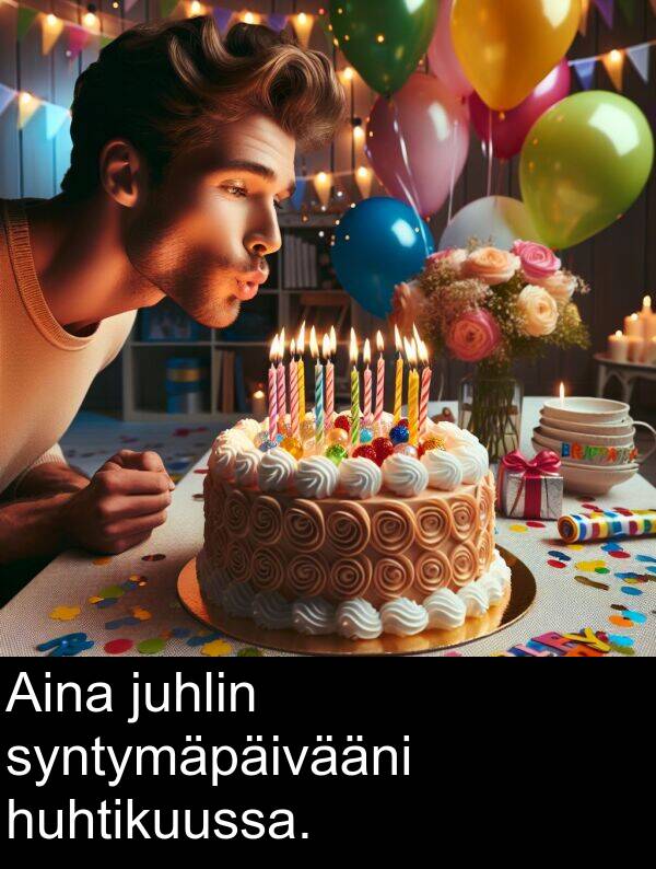 syntymäpäivääni: Aina juhlin syntymäpäivääni huhtikuussa.
