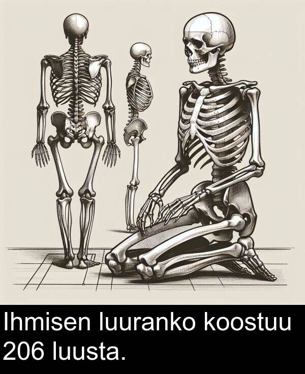 luuranko: Ihmisen luuranko koostuu 206 luusta.