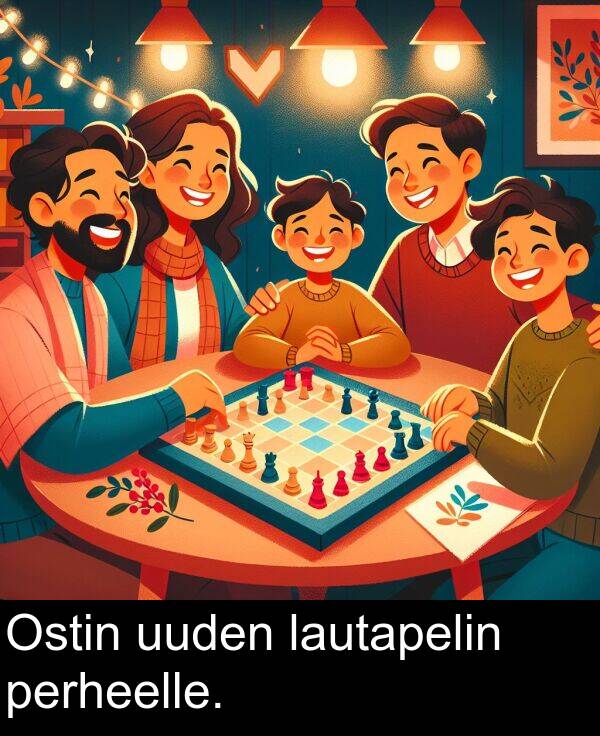 perheelle: Ostin uuden lautapelin perheelle.