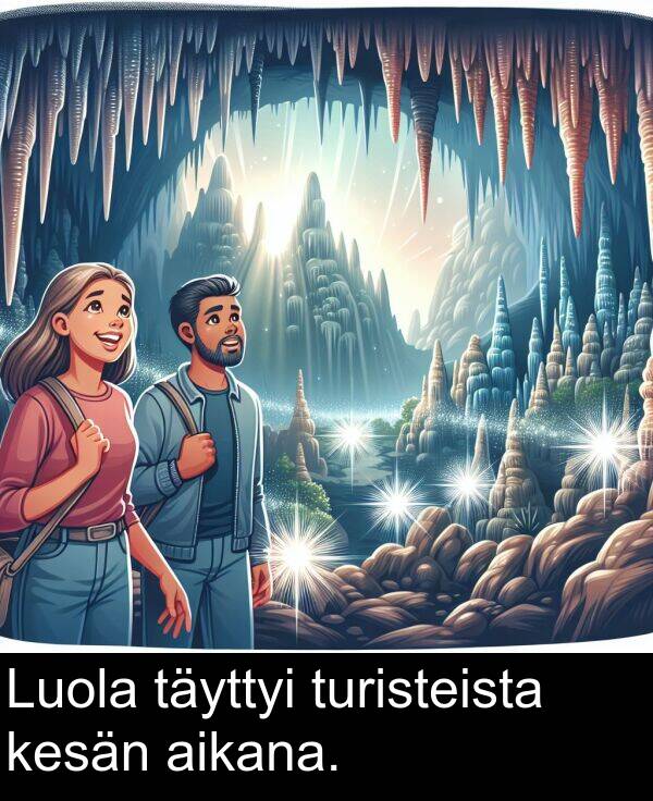 täyttyi: Luola täyttyi turisteista kesän aikana.
