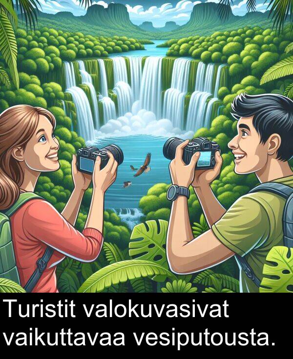 vaikuttavaa: Turistit valokuvasivat vaikuttavaa vesiputousta.