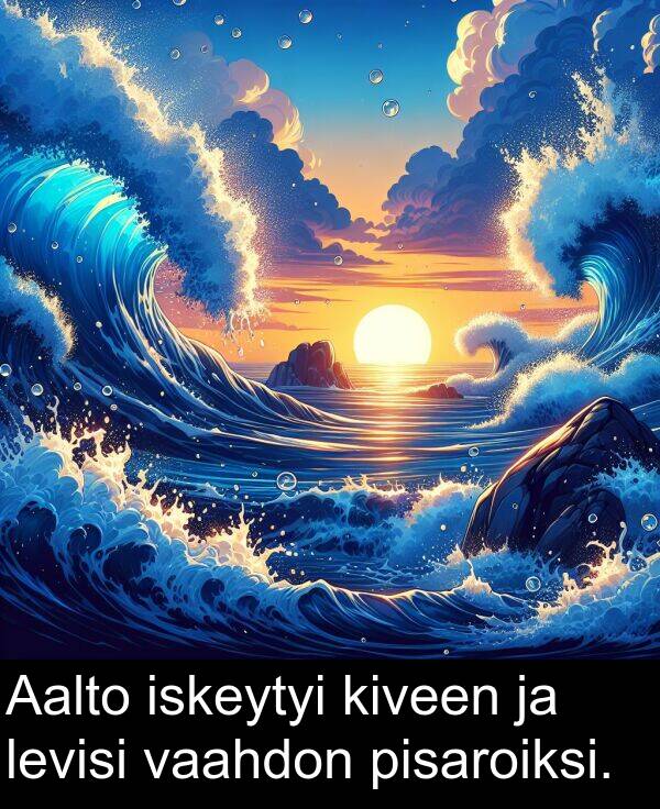 vaahdon: Aalto iskeytyi kiveen ja levisi vaahdon pisaroiksi.