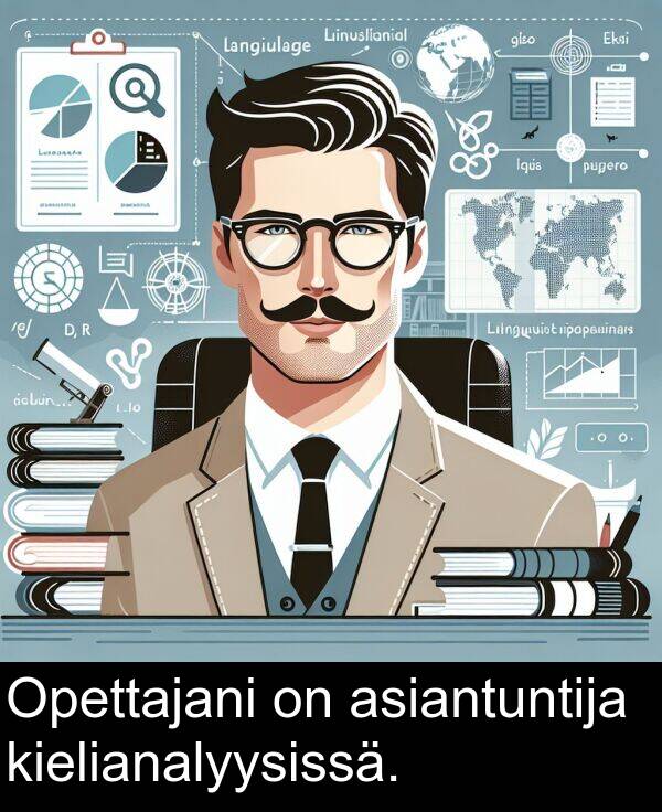 kielianalyysissä: Opettajani on asiantuntija kielianalyysissä.