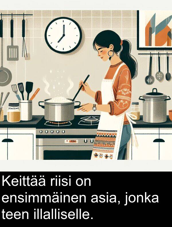 teen: Keittää riisi on ensimmäinen asia, jonka teen illalliselle.