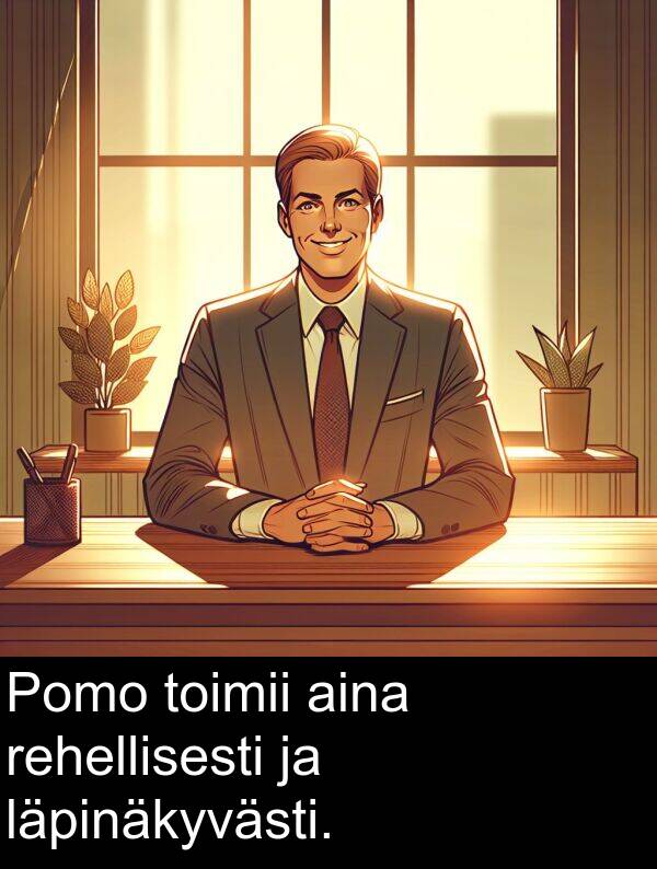 toimii: Pomo toimii aina rehellisesti ja läpinäkyvästi.