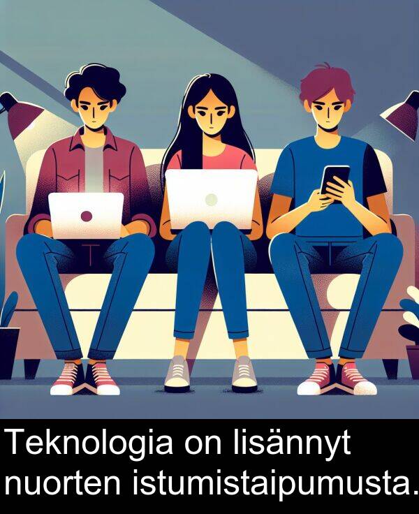 nuorten: Teknologia on lisännyt nuorten istumistaipumusta.
