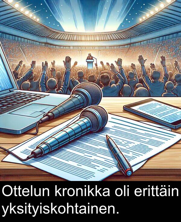 yksityiskohtainen: Ottelun kronikka oli erittäin yksityiskohtainen.