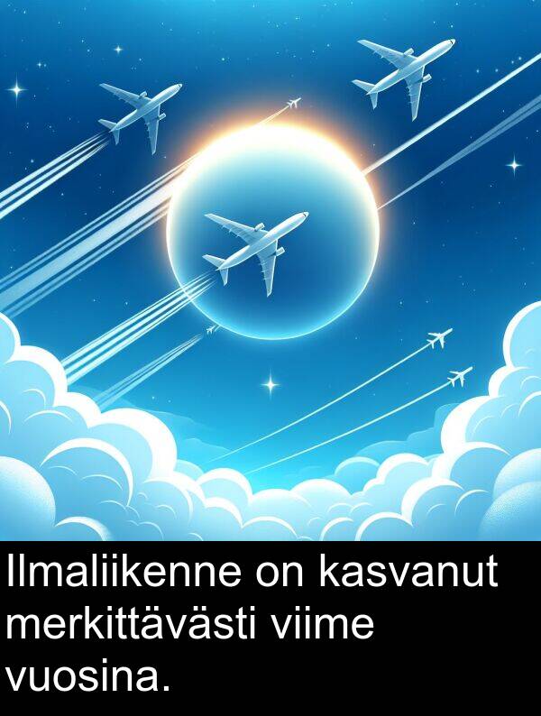 merkittävästi: Ilmaliikenne on kasvanut merkittävästi viime vuosina.