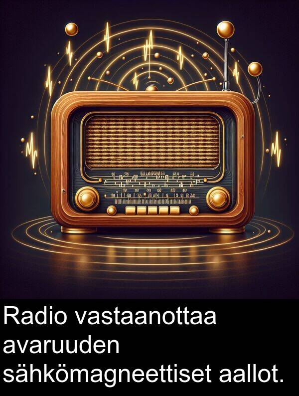sähkömagneettiset: Radio vastaanottaa avaruuden sähkömagneettiset aallot.