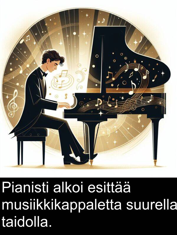 suurella: Pianisti alkoi esittää musiikkikappaletta suurella taidolla.