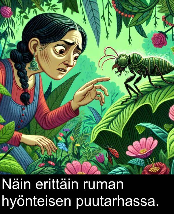 puutarhassa: Näin erittäin ruman hyönteisen puutarhassa.