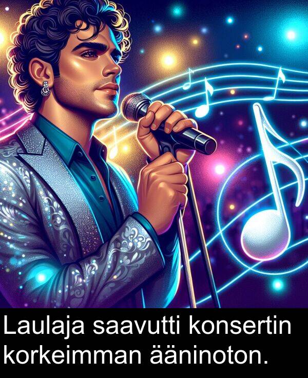 ääninoton: Laulaja saavutti konsertin korkeimman ääninoton.