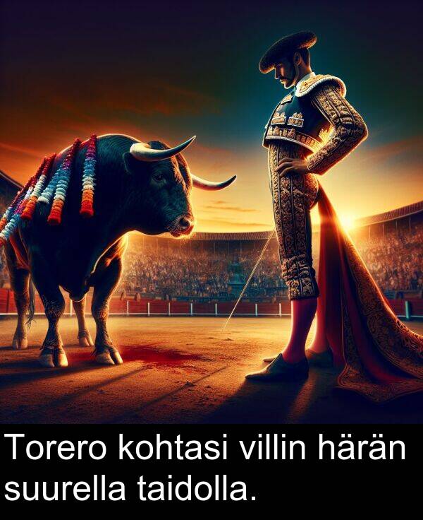suurella: Torero kohtasi villin härän suurella taidolla.