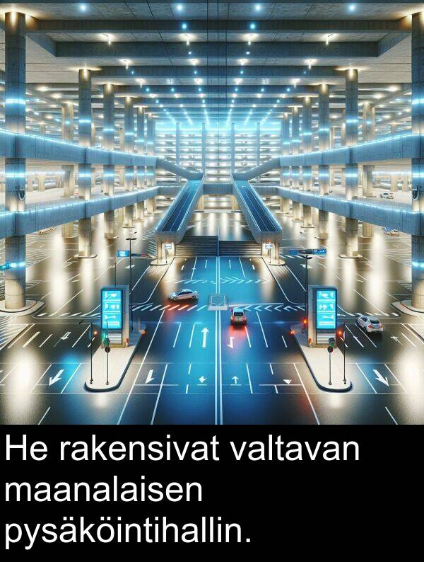 maanalaisen: He rakensivat valtavan maanalaisen pysäköintihallin.