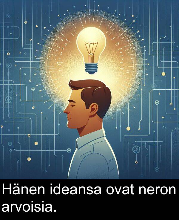 ideansa: Hänen ideansa ovat neron arvoisia.