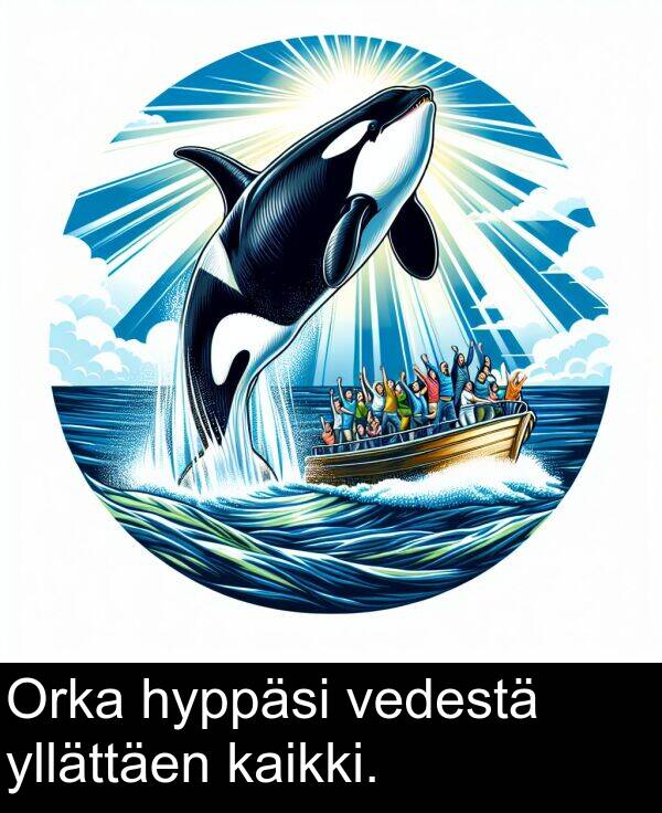 vedestä: Orka hyppäsi vedestä yllättäen kaikki.