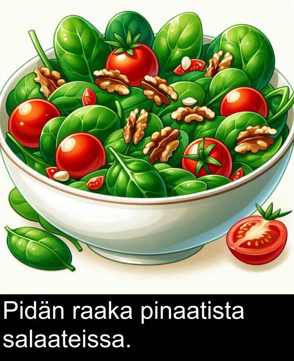 salaateissa: Pidän raaka pinaatista salaateissa.