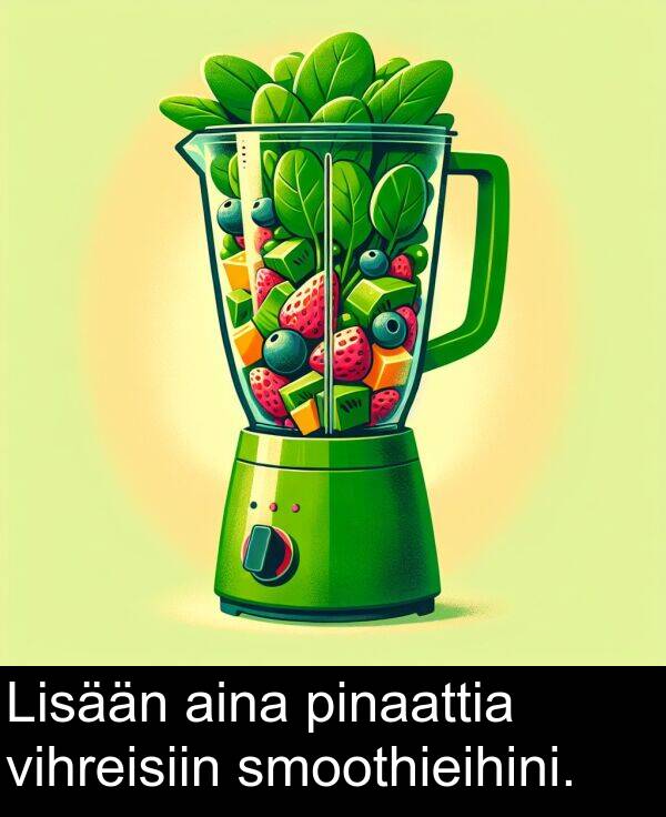 smoothieihini: Lisään aina pinaattia vihreisiin smoothieihini.