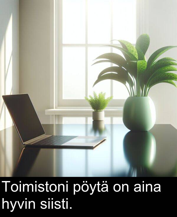 siisti: Toimistoni pöytä on aina hyvin siisti.