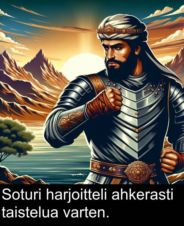taistelua: Soturi harjoitteli ahkerasti taistelua varten.