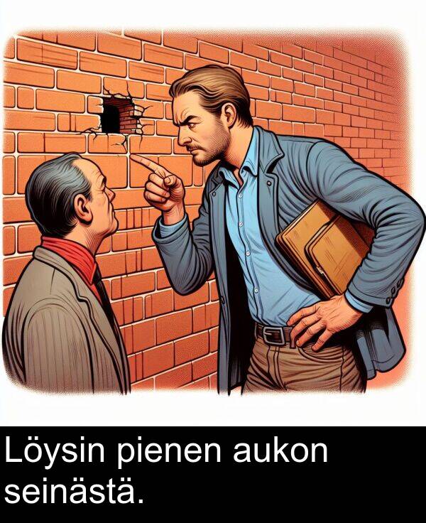 seinästä: Löysin pienen aukon seinästä.