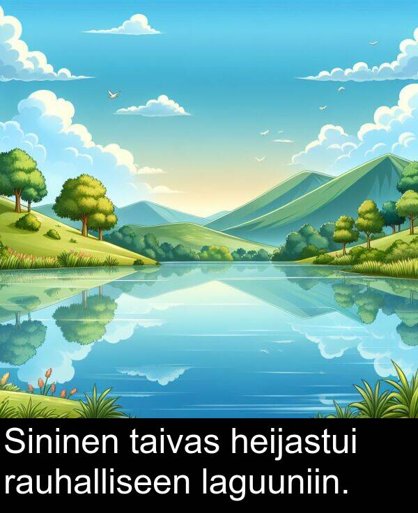 taivas: Sininen taivas heijastui rauhalliseen laguuniin.