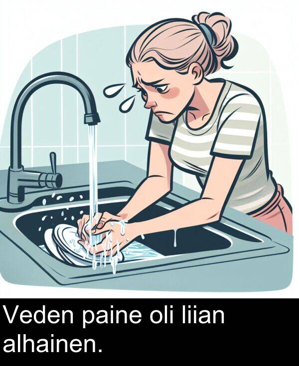 paine: Veden paine oli liian alhainen.