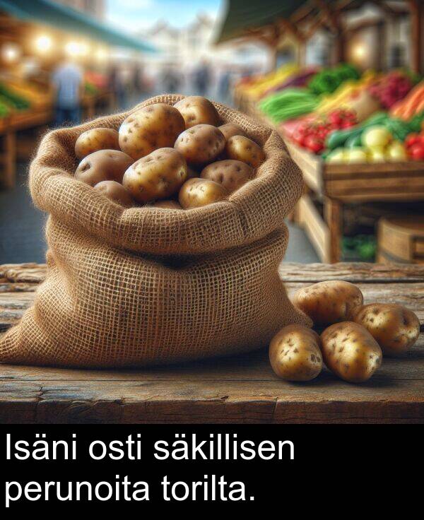 säkillisen: Isäni osti säkillisen perunoita torilta.