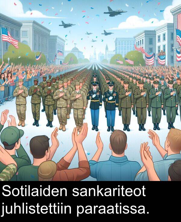 sankariteot: Sotilaiden sankariteot juhlistettiin paraatissa.