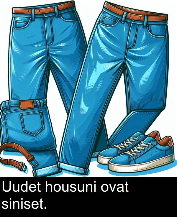 siniset: Uudet housuni ovat siniset.