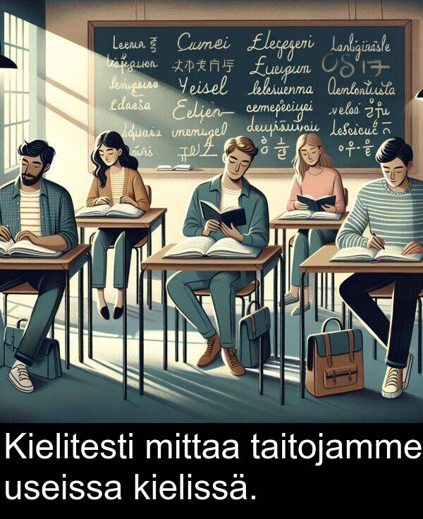 mittaa: Kielitesti mittaa taitojamme useissa kielissä.