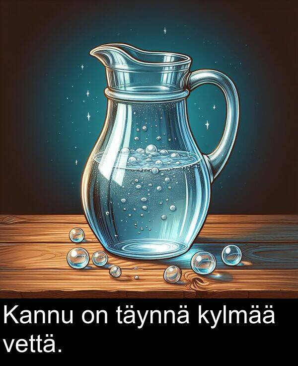 täynnä: Kannu on täynnä kylmää vettä.