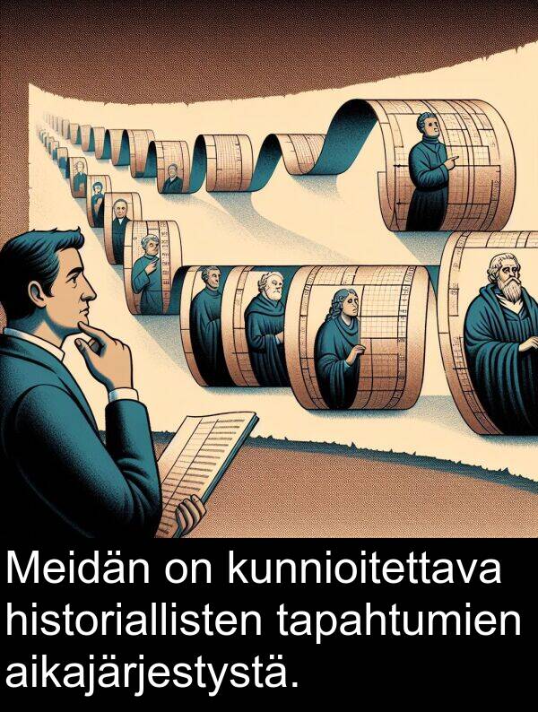 tapahtumien: Meidän on kunnioitettava historiallisten tapahtumien aikajärjestystä.