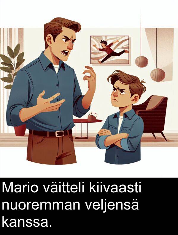 nuoremman: Mario väitteli kiivaasti nuoremman veljensä kanssa.