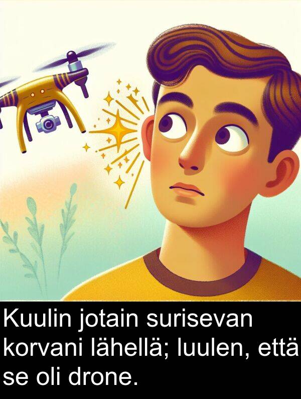 drone: Kuulin jotain surisevan korvani lähellä; luulen, että se oli drone.