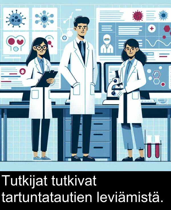 tutkivat: Tutkijat tutkivat tartuntatautien leviämistä.